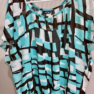 Apt. 9 Women's Abstract Print Blouse - Black and Blue